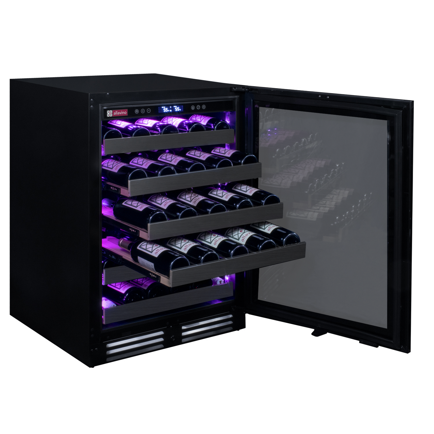 Allavino Reserva Series 50 Bottle Single Zone Built-in  Luxury Wine Refrigerator with Black Stainless Steel Door- Right Hinge