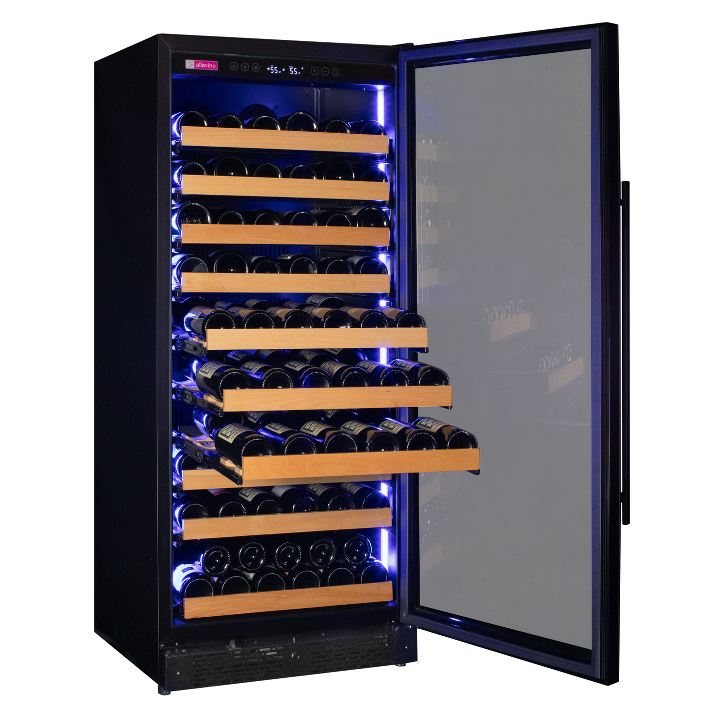 Allavino Reserva Series 119 Bottle 55" Tall Single Zone Right Hinge Black Glass Wine Refrigerator