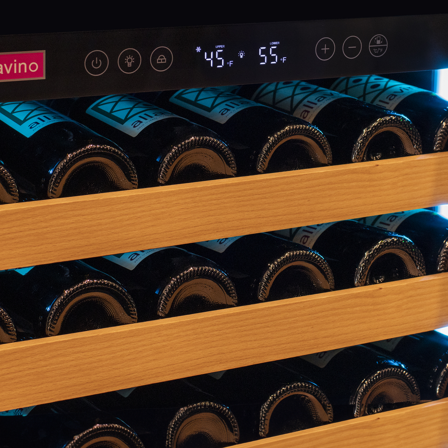 Allavino Reerva Series 163 Bottle 71" Tall Single Zone Right Hinge Black Glass Door Wine Refrigerator