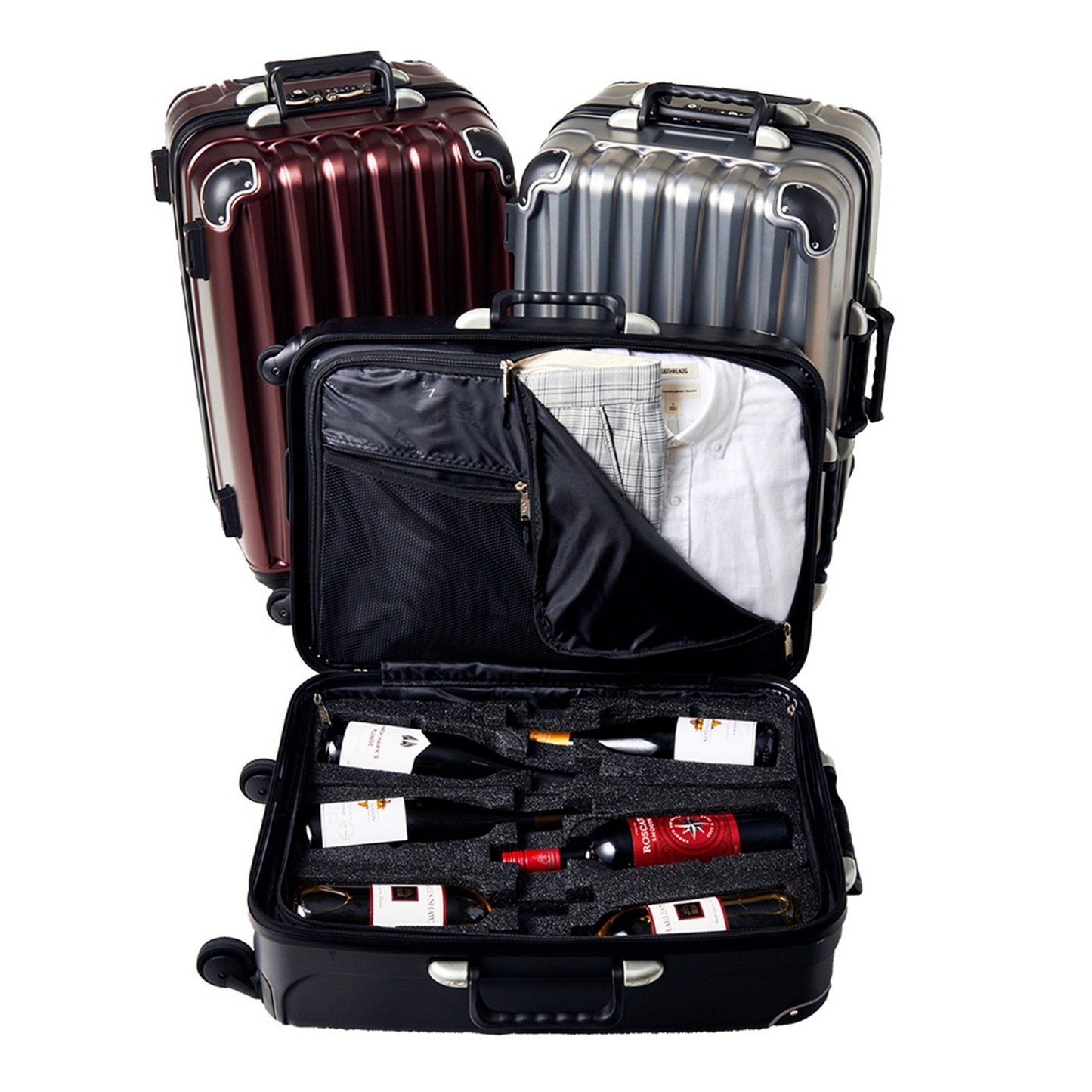 VinGardeValise Grand Wine Luggage Silver 12-Bottles