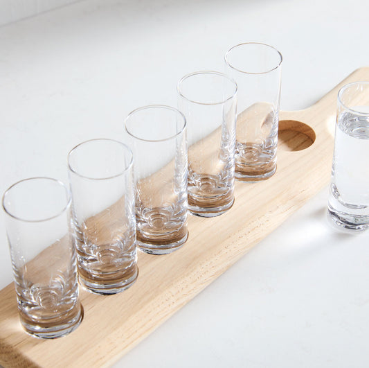 Paddle & Shot Glasses Set ( Set of 6) - Clear