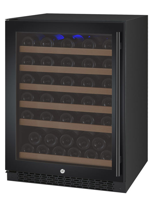 Allavino FlexCount Series 56 Bottle Single Zone Built-in Wine Refrigerator with Black Door - Left Hinge