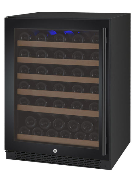 Allavino FlexCount Series 56 Bottle Single Zone Built-in Wine Refrigerator with Black Door - Left Hinge