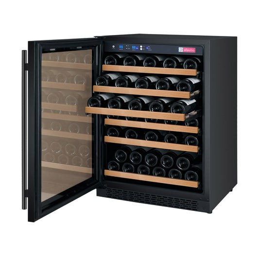 Allavino FlexCount Series 56 Bottle Single Zone Built-in Wine Refrigerator with Black Door - Left Hinge