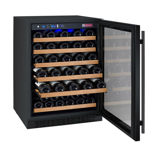 Allavino FlexCount Series 56 Bottle Single Zone Built-In Wine Refrigerator with Black Door - Right Hinge