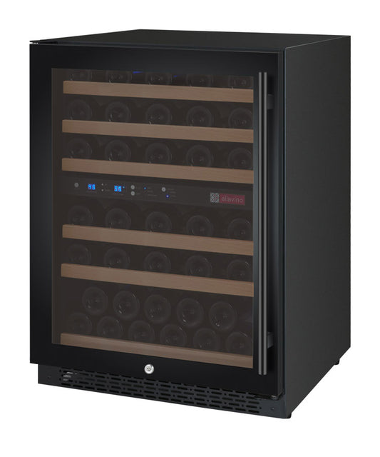 Allavino FlexCount Series 56 Bottle Dual Zone Undercounter Wine Refrigerator with Black Door- Left Hinge