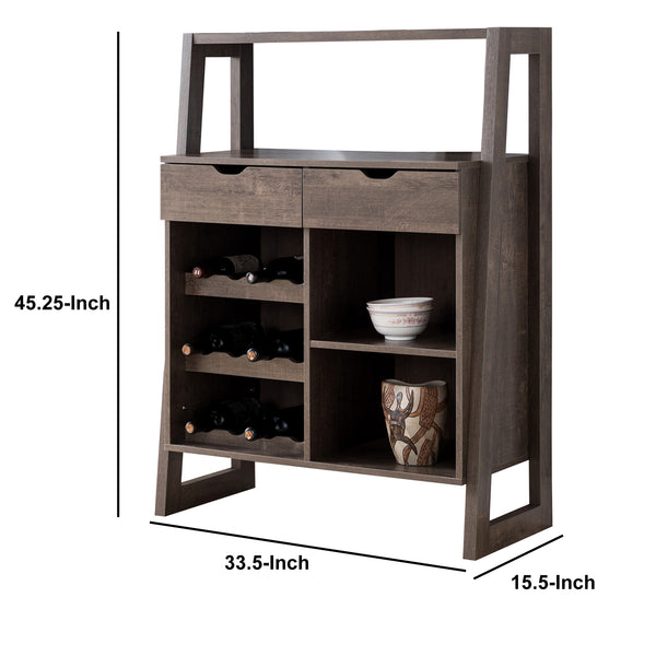 Stylish Wooden Wine Cabinet With Sled Legs And Spacious Storage, Brown