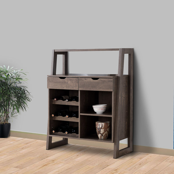 Stylish Wooden Wine Cabinet With Sled Legs And Spacious Storage, Brown