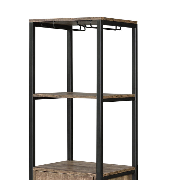 Industrial Wood And Metal Wine Rack With 3 Compartments In Brown And Black