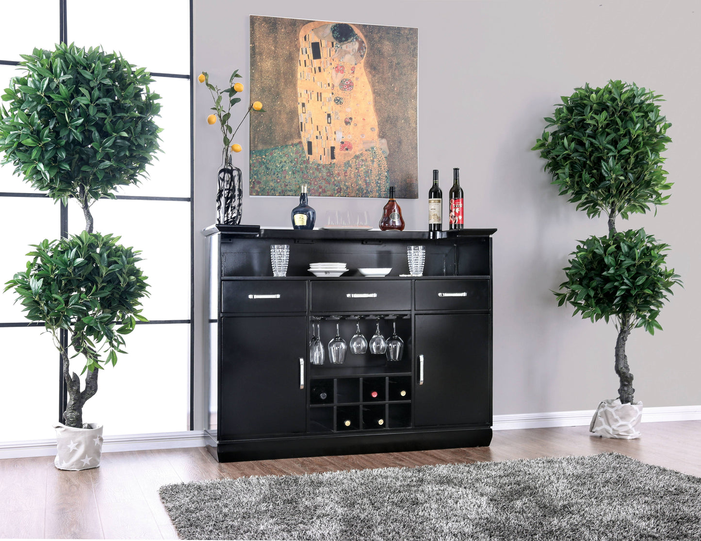 Morgen Contemporary 3- Drawer Wine Storage Bar Table