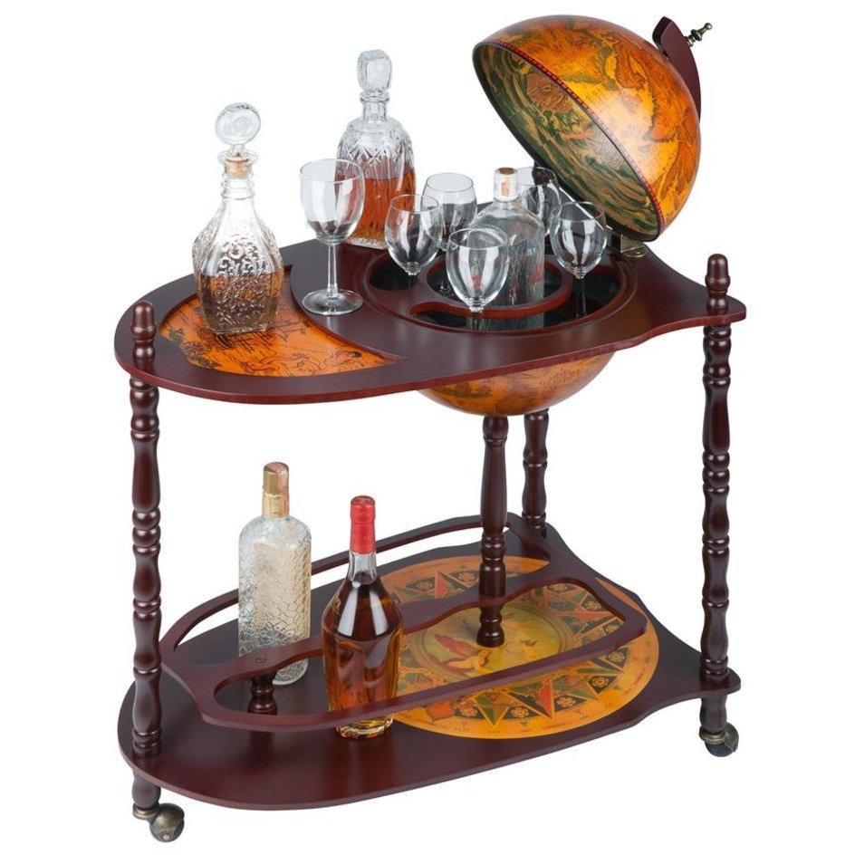 Globe Bar with Extended Shelf From the Side