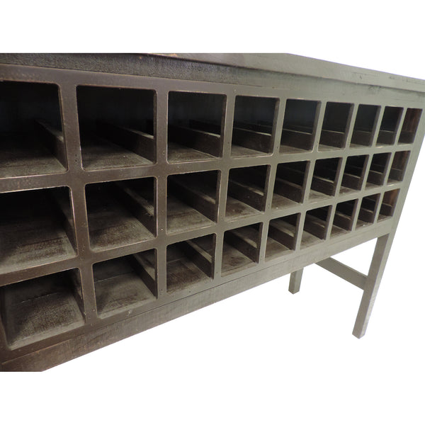 Rectangular Wooden Wine Cabinet With Multiple Storage Slots, Brown